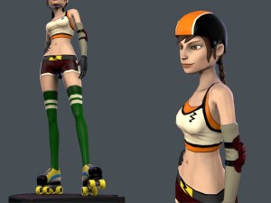 cartoon roller girl Modello 3D
