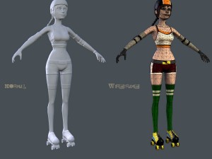 cartoon roller girl Modello 3D