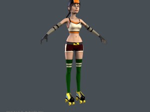 cartoon roller girl Modello 3D