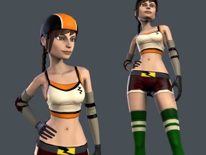 cartoon roller girl Modello 3D