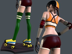 cartoon roller girl Modello 3D