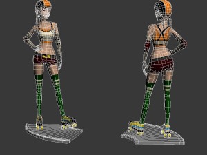 cartoon roller girl Modello 3D