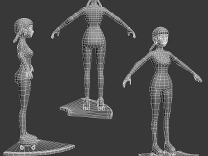 cartoon roller girl Modello 3D