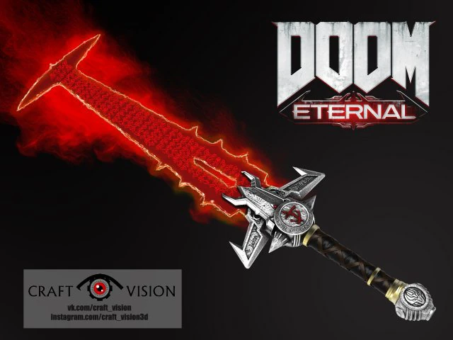 DOOM Eternal Crucible 3D Print Model .c4d .max .obj .3ds .fbx .stl .blend 