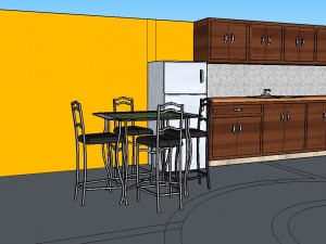 home desing townhouse ground floor include facade and internal furnitures 3D Model