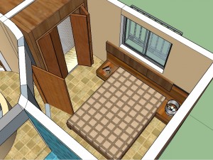 home desing townhouse upper floor include facade and internal furnitures 3D Model