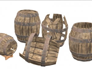 pack with five barris 3D 모델