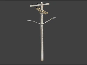 pack with four light poles -low-poly 3D Model