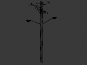 pack with four light poles -low-poly Model 3D