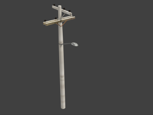 pack with four light poles -low-poly Model 3D
