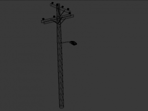 pack with four light poles -low-poly Model 3D
