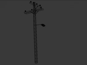 pack with four light poles -low-poly 3D Model