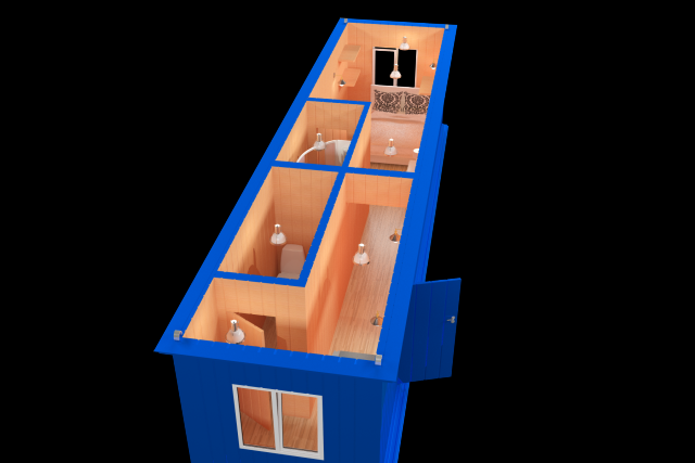block container with interior 3D Model .c4d .max .obj .3ds .fbx .stl .blend 
