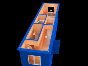 conteneur en bloc avec int&eacute;rieur Modèle 3D