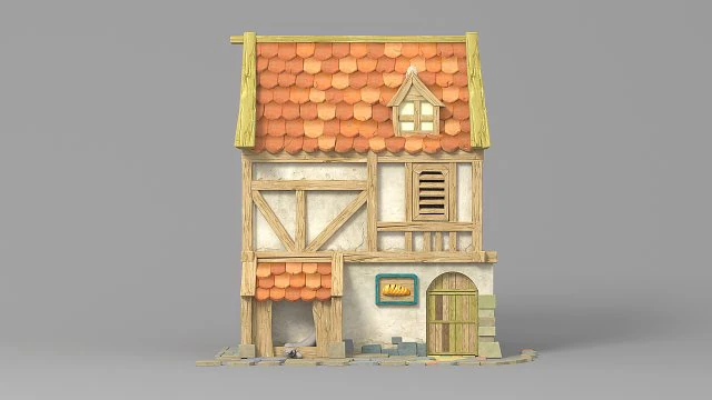 cartoon house 2 3D Model .c4d .max .obj .3ds .fbx .stl .blend