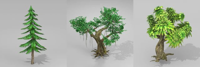 tree set 2 3D Model .c4d .max .obj .3ds .fbx .stl .blend