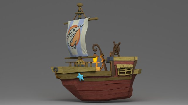 cartoon boat 3D 모델 .c4d .max .obj .3ds .fbx .stl .blend 