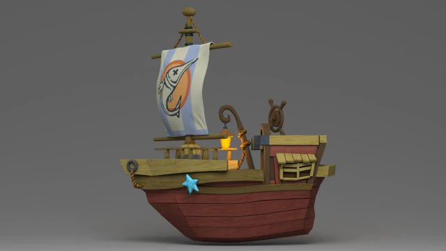 cartoon boat 3D Model .c4d .max .obj .3ds .fbx .stl .blend 
