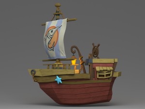 cartoon boat 3D Model