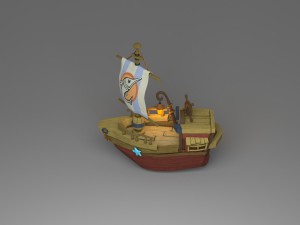 cartoon boat 3D 모델