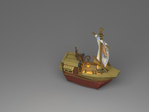 cartoon boat 3D 모델