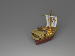 cartoon boat 3D 모델