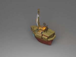 cartoon boat 3D 모델