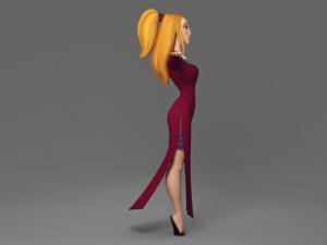 cartoon woman 3D 模型