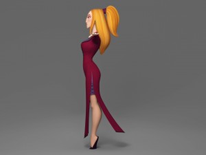 cartoon woman 3D 模型