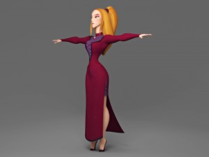 cartoon woman 3D 模型