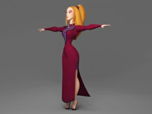 cartoon woman 3D Model