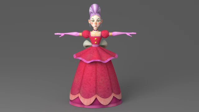 cartoon princess 2 3D Model .c4d .max .obj .3ds .fbx .stl .blend