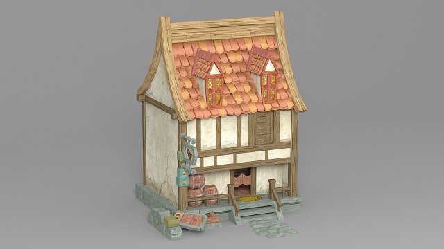 cartoon house 4 Modelo 3D .c4d .max .obj .3ds .fbx .stl .blend 