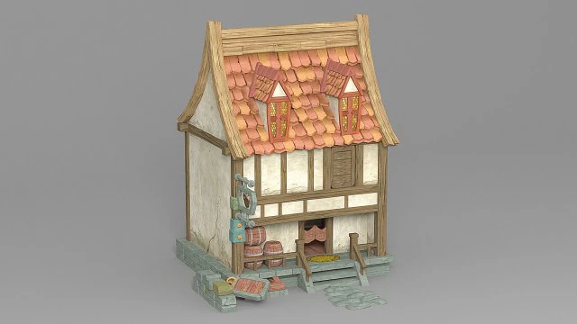 cartoon house 4 3D Model .c4d .max .obj .3ds .fbx .stl .blend 