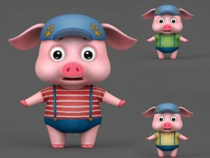 kreskówka świnia Model 3D
