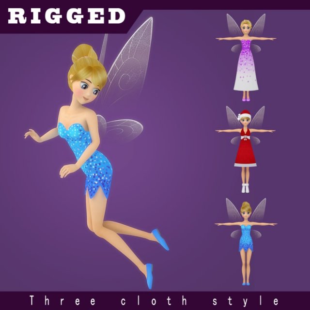 fairy rigged 3D Model .c4d .max .obj .3ds .fbx .stl .blend 
