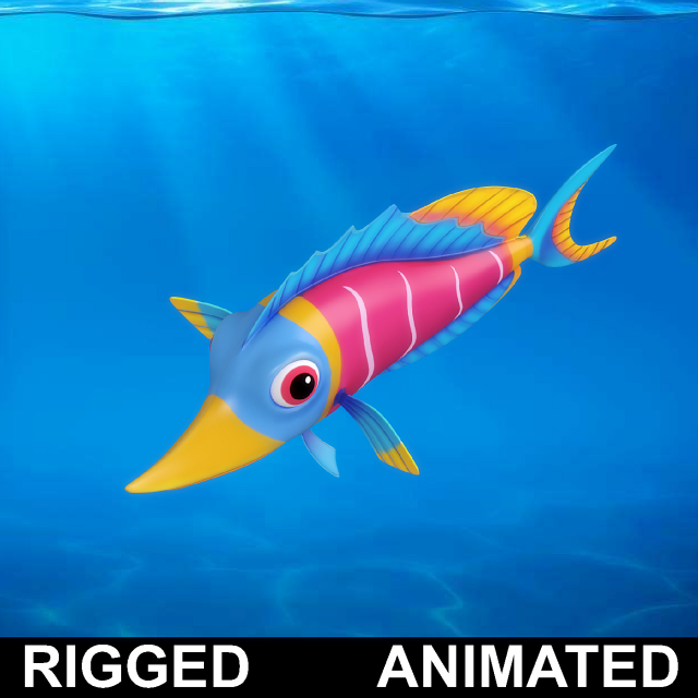 cartoon fish 02 rigged animated 3D मॉडल .c4d .max .obj .3ds .fbx .stl .blend 
