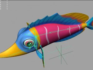 cartoon fish 02 rigged animated 3D Model