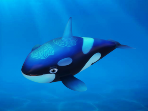 cartoon whale rigged animated 3D Model