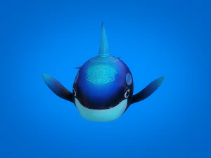 cartoon whale rigged animated 3D Model