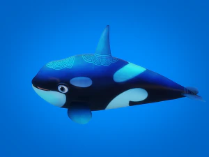cartoon whale rigged animated 3D Model