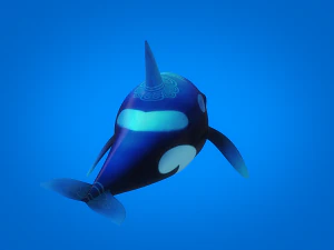 cartoon whale rigged animated 3D Model