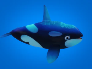 cartoon whale rigged animated 3D Model