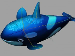 cartoon whale rigged animated 3D Model