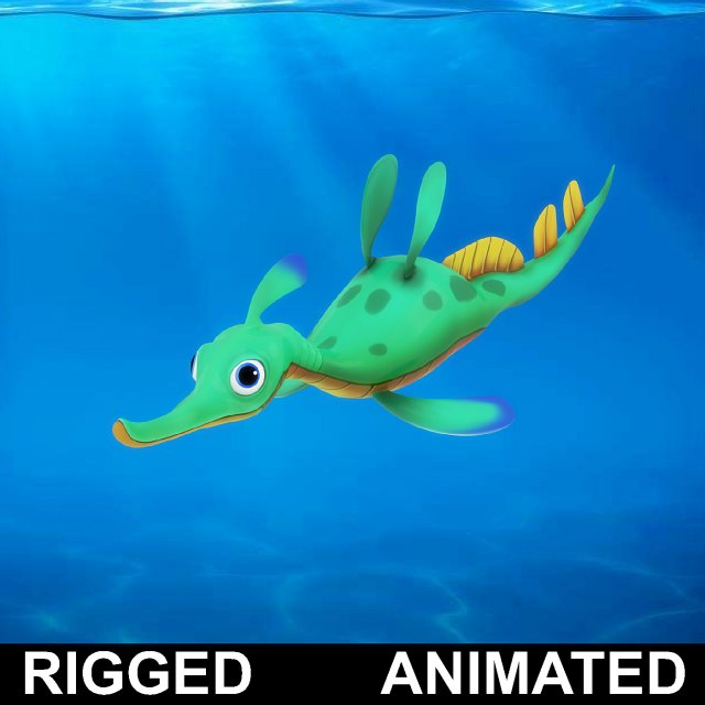 cartoon hippocampus rigged animated 3D मॉडल .c4d .max .obj .3ds .fbx .stl .blend 