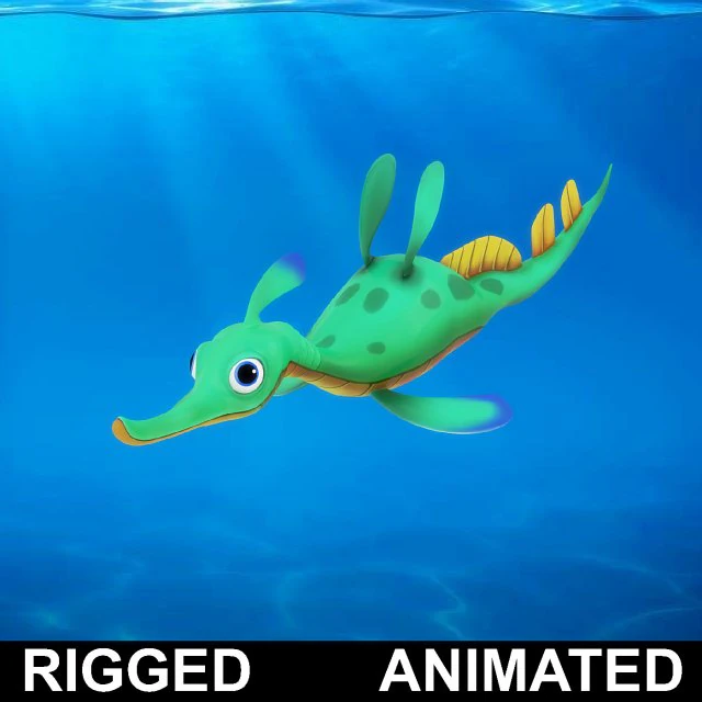 cartoon hippocampus rigged animated 3D Model .c4d .max .obj .3ds .fbx .stl .blend 