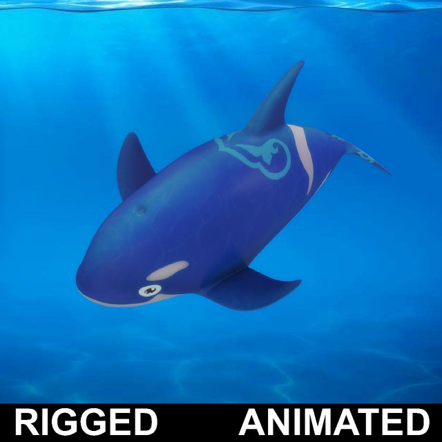 cartoon dolpin rigged animated Model 3D .c4d .max .obj .3ds .fbx .stl .blend 