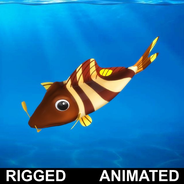 cartoon fish 04 rigged animated 3D Модель .c4d .max .obj .3ds .fbx .stl .blend 