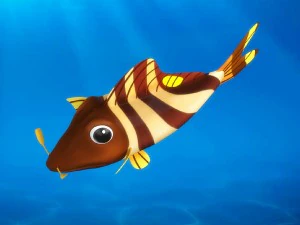 漫画の魚 04 装備アニメーション 3Dモデル