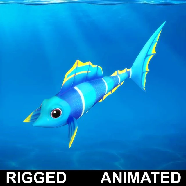 cartoon fish 05 rigged animated 3D Model .c4d .max .obj .3ds .fbx .stl .blend 
